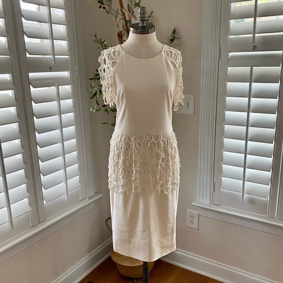 New Lela Rose macramé lace peplum dress size 10 - Picture 4 of 16